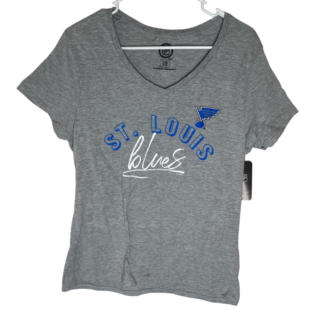 NWT St. Louis Blues Gray V-Neck Women's Top womens size large - Picture 2 of 6